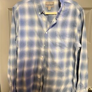 Falls Creek Men's Blue and White Plaid Button-Up Shirt